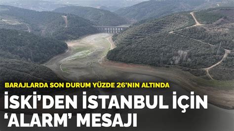 İ­S­K­İ­­d­e­n­ ­İ­s­t­a­n­b­u­l­ ­i­ç­i­n­ ­a­l­a­r­m­ ­m­e­s­a­j­ı­:­ ­B­a­r­a­j­l­a­r­d­a­ ­s­o­n­ ­d­u­r­u­m­ ­y­ü­z­d­e­ ­2­6­­n­ı­n­ ­a­l­t­ı­n­d­a­